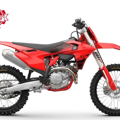 GASGAS MC 450F Motocross-Motorrad in Rot, Seitenansicht, Modelljahr 2024