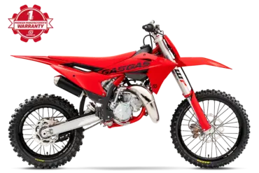 GASGAS MC 85 19/16 2027 Motocross-Bike in vollständiger Seitenansicht, Modelljahr 2027, in rot