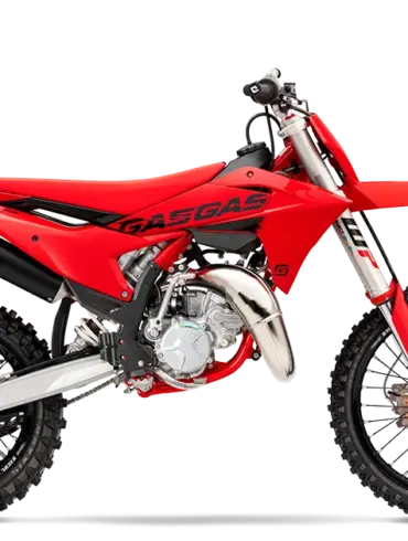 GASGAS MC 85 19/16 2027 Motocross-Bike in vollständiger Seitenansicht, Modelljahr 2027, in rot