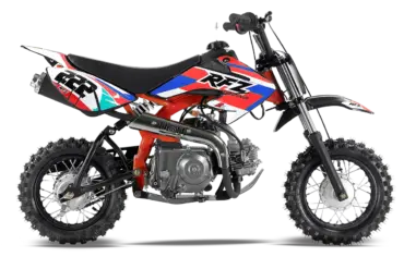 RFZ Dirt Bike 70cc Kinder Offroad-Motorrad mit Viertaktmotor und Automatikgetriebe, seitliche Ansicht