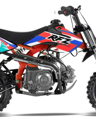 RFZ Dirt Bike 70cc Kinder Offroad-Motorrad mit Viertaktmotor und Automatikgetriebe, seitliche Ansicht