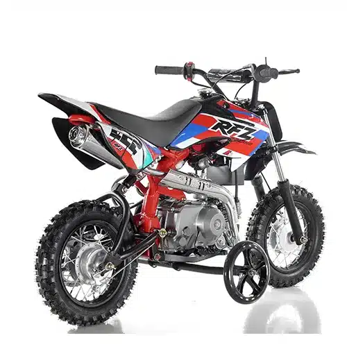 RFZ Dirt Bike 70cc mit Stützrädern für Kinder, Seitenansicht