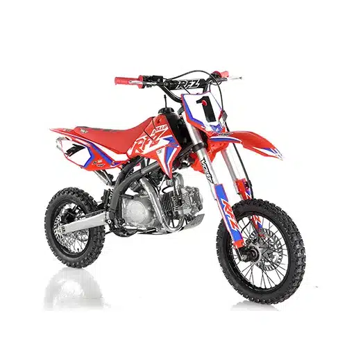 Rotes RFZ Mini Jaguar 125CC Pitbike mit 14-Zoll-Vorderrad und 12-Zoll-Hinterrad, geeignet für Offroad-Einsteiger