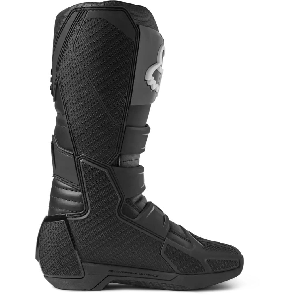 Schwarzer Motocross-Stiefel mit verstärkten Zonen und mehreren Verschlussschnallen