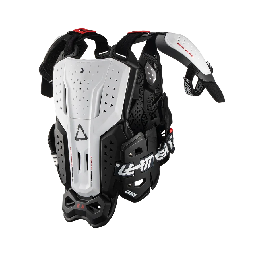 Leatt Chest Protector 6.5 Pro in Weiß und Schwarz, vollständiger Oberkörperschutz für Offroad und Motocross