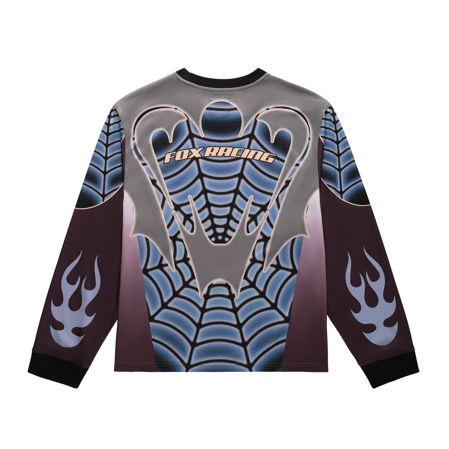 Fox Lab Spiderweb Trikot mit Spiderweb-Muster und Fox Racing Schriftzug auf dem Rücken.