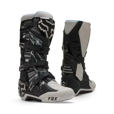 FOX Motion Diffuse Special Edition Motorrad-Boots, nebeneinander stehend, Front- und Rückansicht