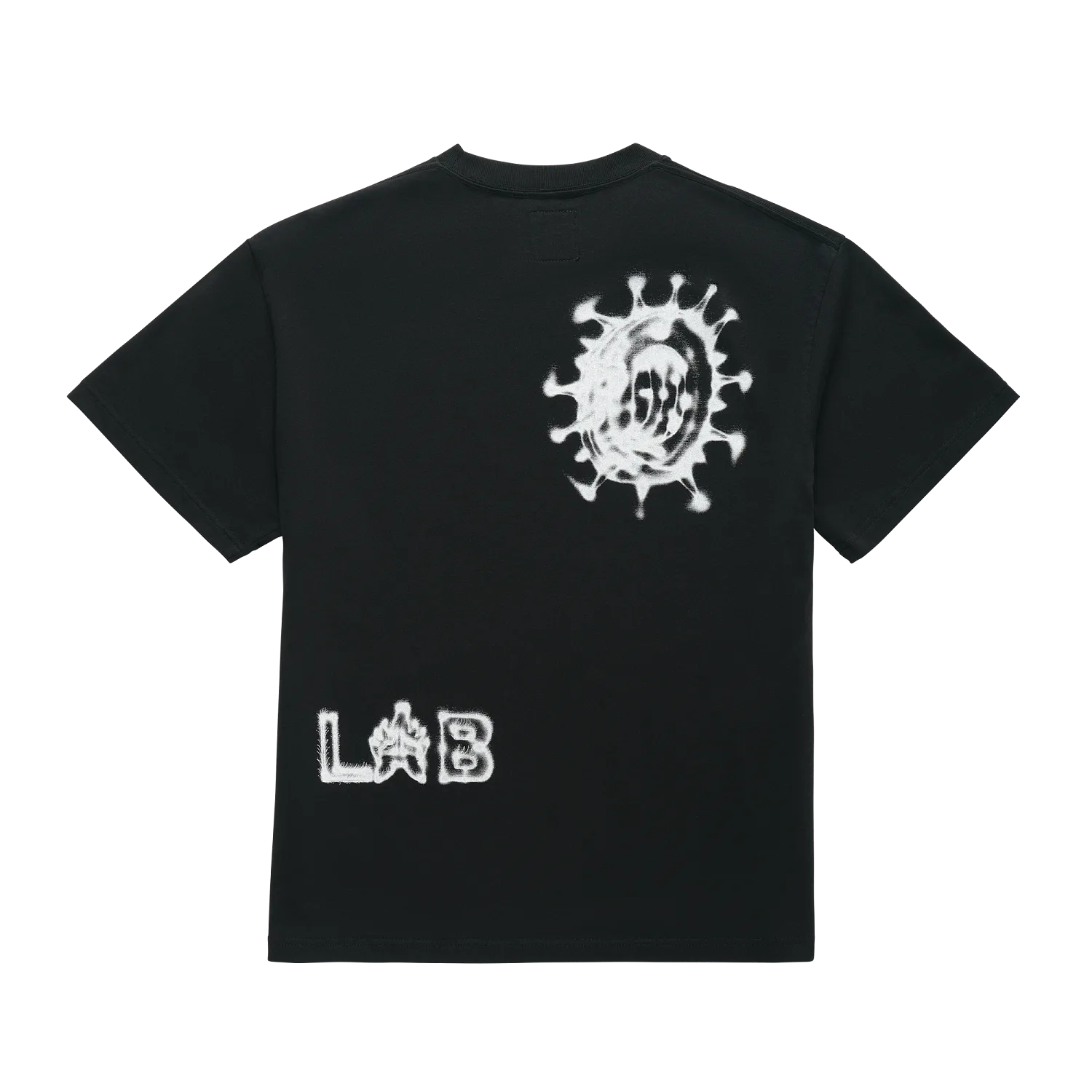 Schwarzes Fox Lab Airbrushed T‑Shirt mit weißer Airbrush-Grafik und LAB-Schriftzug auf der Rückseite.