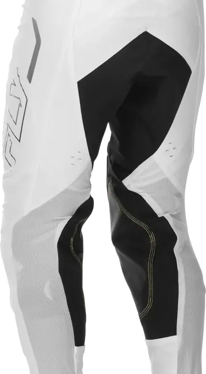 Weiße Motocross-Hose Evolution DST LE Flash Pants mit schwarzen und silbernen Akzenten, Vorderansicht.