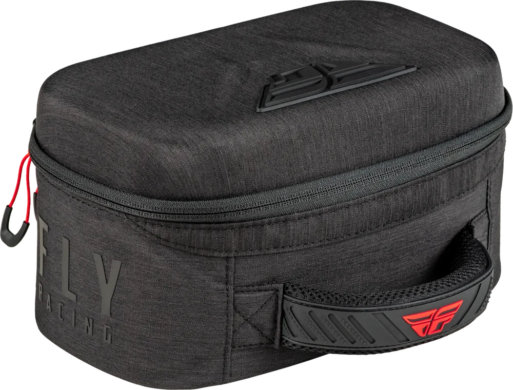 Schwarzes Dual Goggle Case von FLY Racing mit Reißverschluss und stabilem Griff