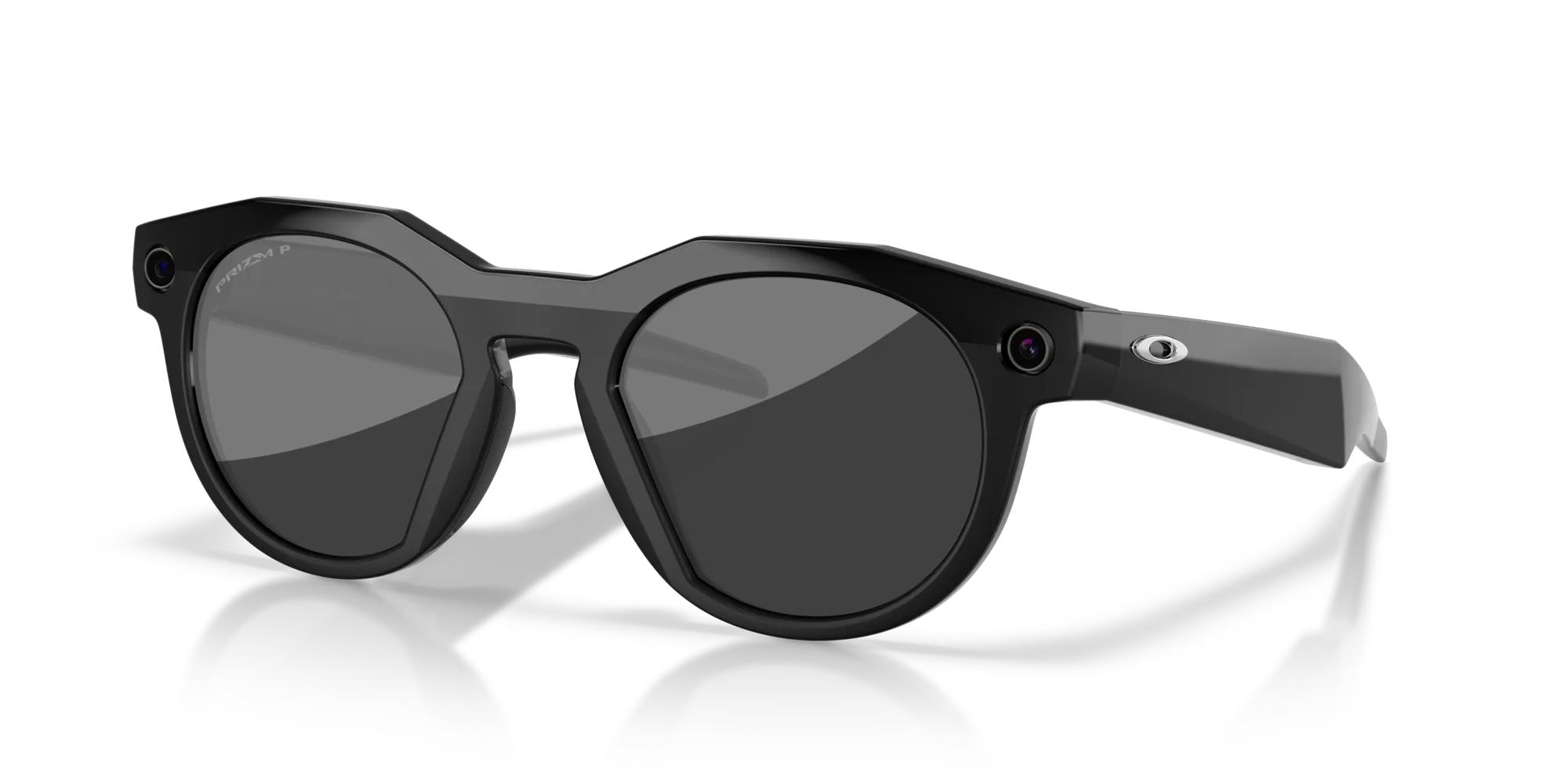Oakley Meta HSTN KI-Sonnenbrille mit runder Vollrand-Fassung und integrierter Kamera in Schwarz