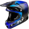 Motocross-Helm FLY Racing Formula S Carbon Protocol in Blau-Schwarz von der Seite vor weißem Hintergrund