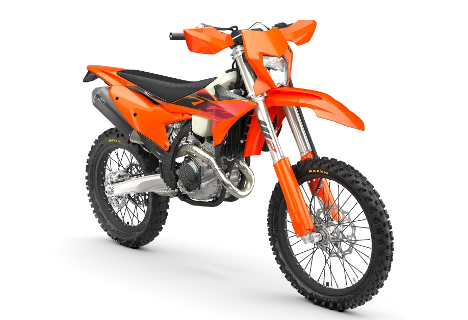 KTM 450 EXC-F Enduro-Motorrad in orange für den Wettbewerbseinsatz.