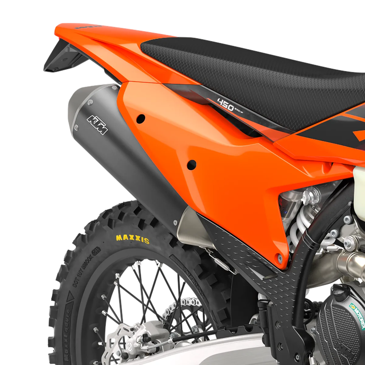 KTM 450 EXC-F Hinterrad, Auspuff und Teil vom Sitz