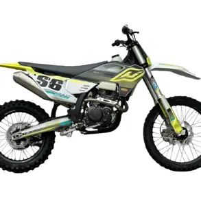 Hengjian S6 YB250H Enduro-Motorrad in Seitenansicht, gelb-graues Design, grobstollige Reifen, offroad-tauglich