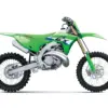 Kawasaki KX327 in Grün, Motocross-Motorrad des Modelljahrs 2027, komplette Seitenansicht