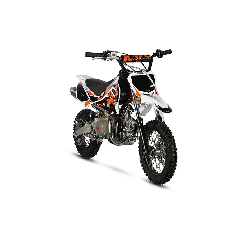 Kayo TS90 Kinder Offroad-Bike mit 86 cm³ Viertaktmotor im Studio vor weißem Hintergrund