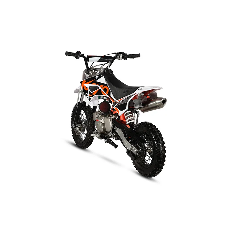 Kayo TS90 Pit Bike seitliche Rückansicht mit Offroad-Bereifung und sportlichem Design