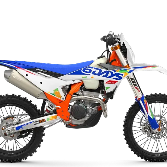 KTM 250 EXC-F 6DAYS Modell in Seitenansicht mit 6DAYS-Grafik und Enduro-Ausstattung