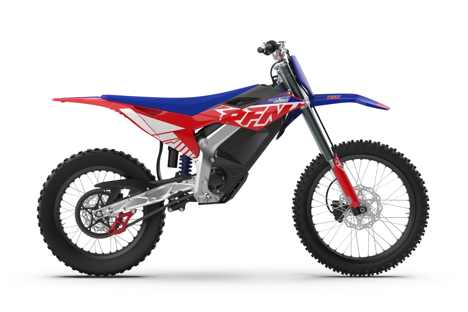 RFN Warrior Pro SX‑E15 PLUS Elektro-Offroad-Motorrad in Seitenansicht