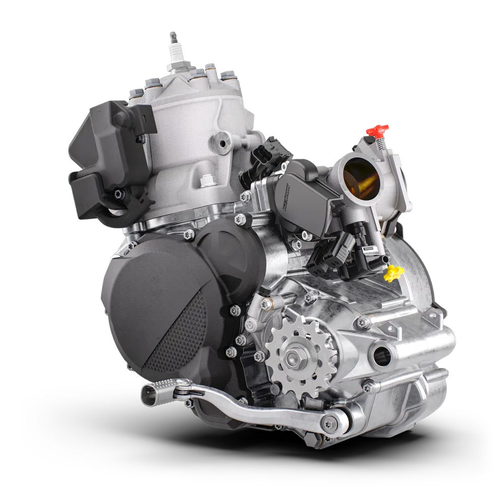 Motor der KTM 300 EXC 2027 mit Keihin-Drosselklappe und elektronischer Einspritzung
