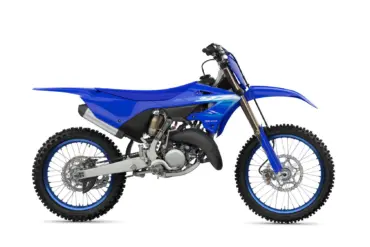 Yamaha YZ125 Wettbewerbs-Motocross-Motorrad, Seitenansicht, blau
