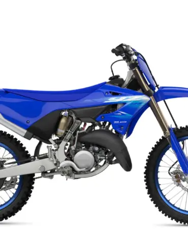 Yamaha YZ125 Wettbewerbs-Motocross-Motorrad, Seitenansicht, blau