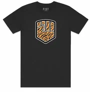 FIST Handwear TIGER TEE, schwarzes T-Shirt mit auffälligem Tigermotiv auf der Brust