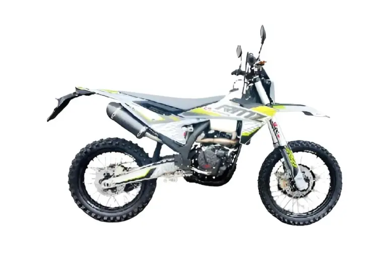 Die Hengjian S7-KE250 Enduro von der Seite, mit aggressivem Design und moderner Optik auf weißem Hintergrund.
