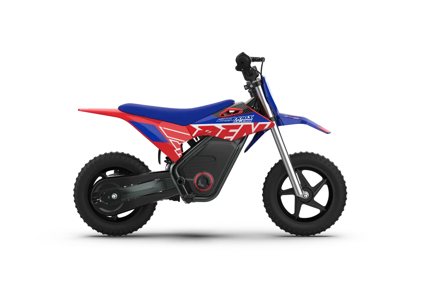 Seitenansicht des RFN Warrior Kids SX-E150 Elektro-Motocross-Bikes für Kinder