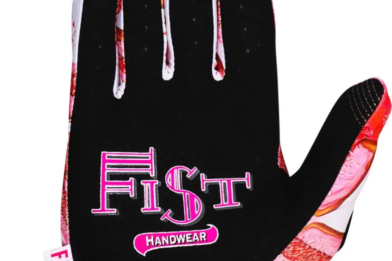 FIST Handwear BISCUITS Motocross- und MTB-Handschuh mit schwarzer Handfläche und buntem Design