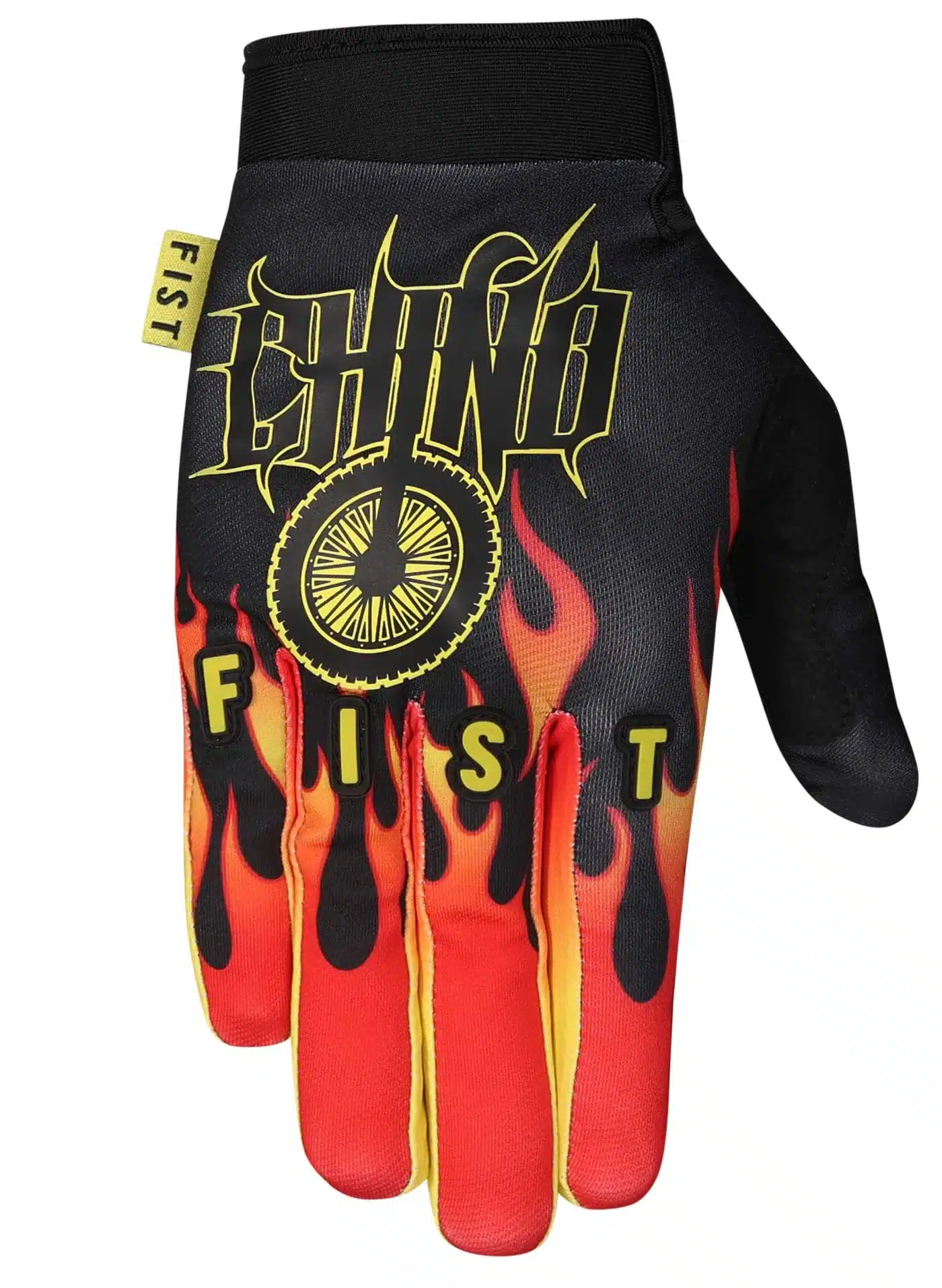 FIST CHINO BRAXTON - FLAME Motocross-Handschuh mit schwarzem und rotem Flammenmuster