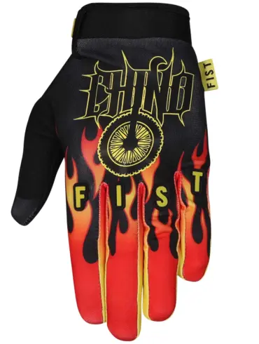 CHINO BRAXTON - FLAME Handschuh von FIST Handwear mit Flammenmotiv und gelben Lettern