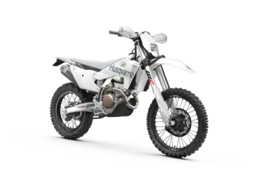 Husqvarna FE 350 Pro 2027 Enduro-Motorrad seitlich, weiß-graues Design, Geländebereifung