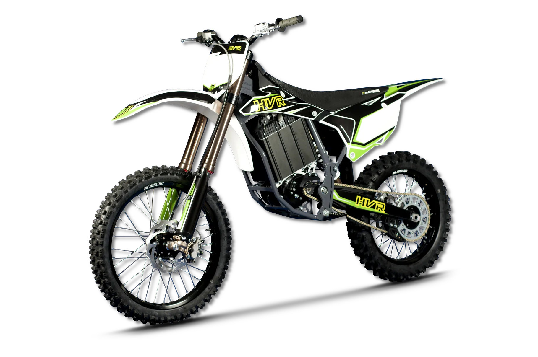 Seitenansicht der HVR MX2, einem elektrisch angetriebenen Motocross-Motorrad für die MX2-Klasse