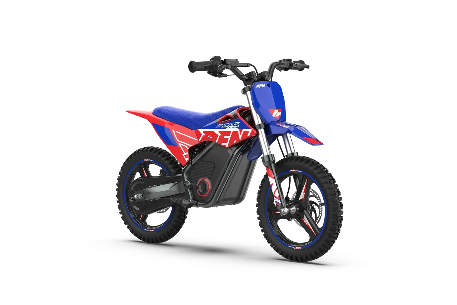 Seitenansicht der RFN Warrior Kids SX-E500 – elektrische Minicross für Kinder im Alter von 4 bis 8 Jahren