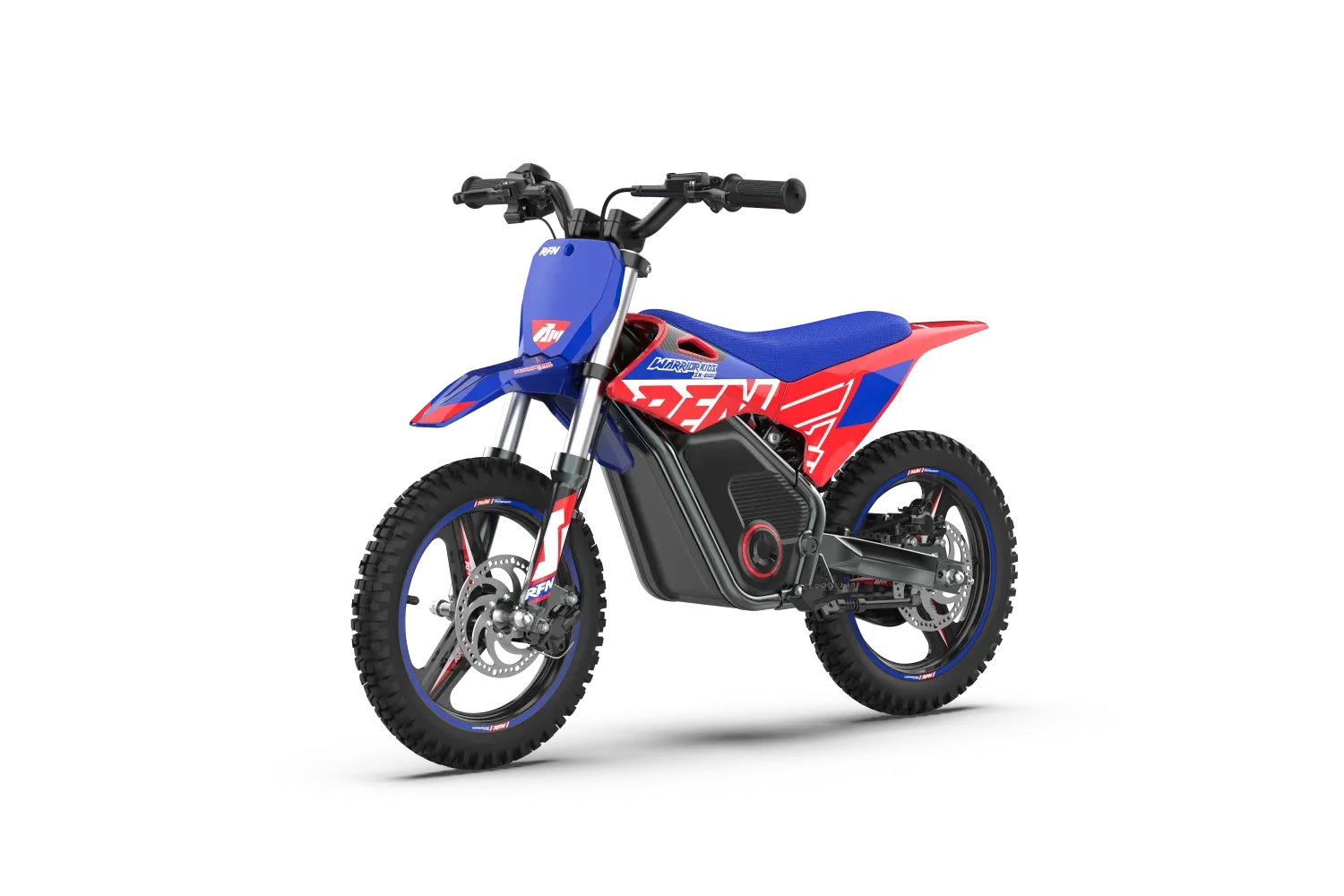 Seitenansicht der RFN Warrior Kids SX-E500, einem elektrischen Minicross-Bike für Kinder