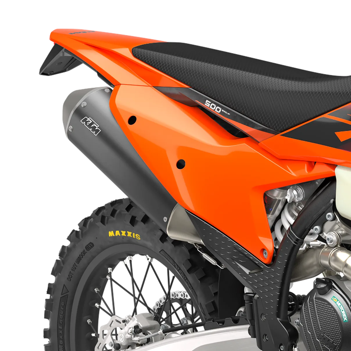 Nahaufnahme des Hecks und Auspuffs der KTM 500 EXC-F Enduro 2027