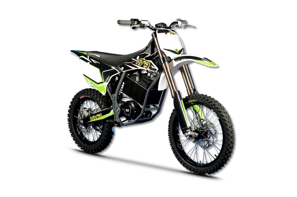 Elektrisches Motocross-Motorrad HVR 85PRO mit sportlichem Design und Komponenten für die 85er-Klasse.