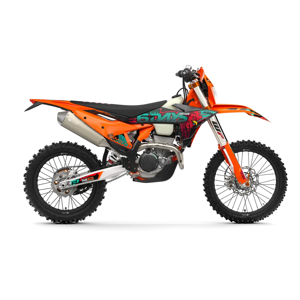 KTM 350 EXC-F 6DAYS Enduro-Motorrad Modell 2024 von der Seite