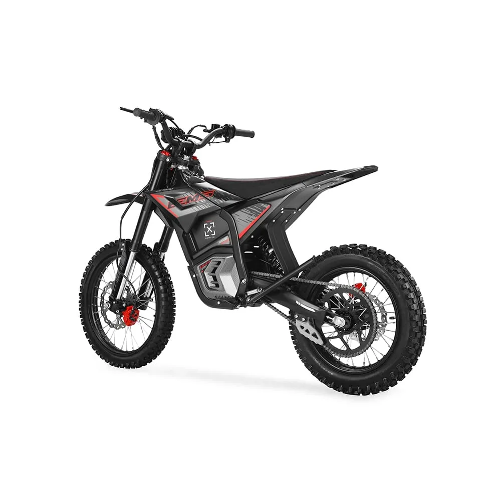 VALTINSU EM-5 PRO Elektro-Dirtbike, schwarzes Modell mit roten Akzenten, Seitenansicht